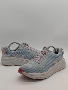Hoka One One Rincon Gray Blue Red Running Shoes 1102875-PAPB Woman's Size 9.5